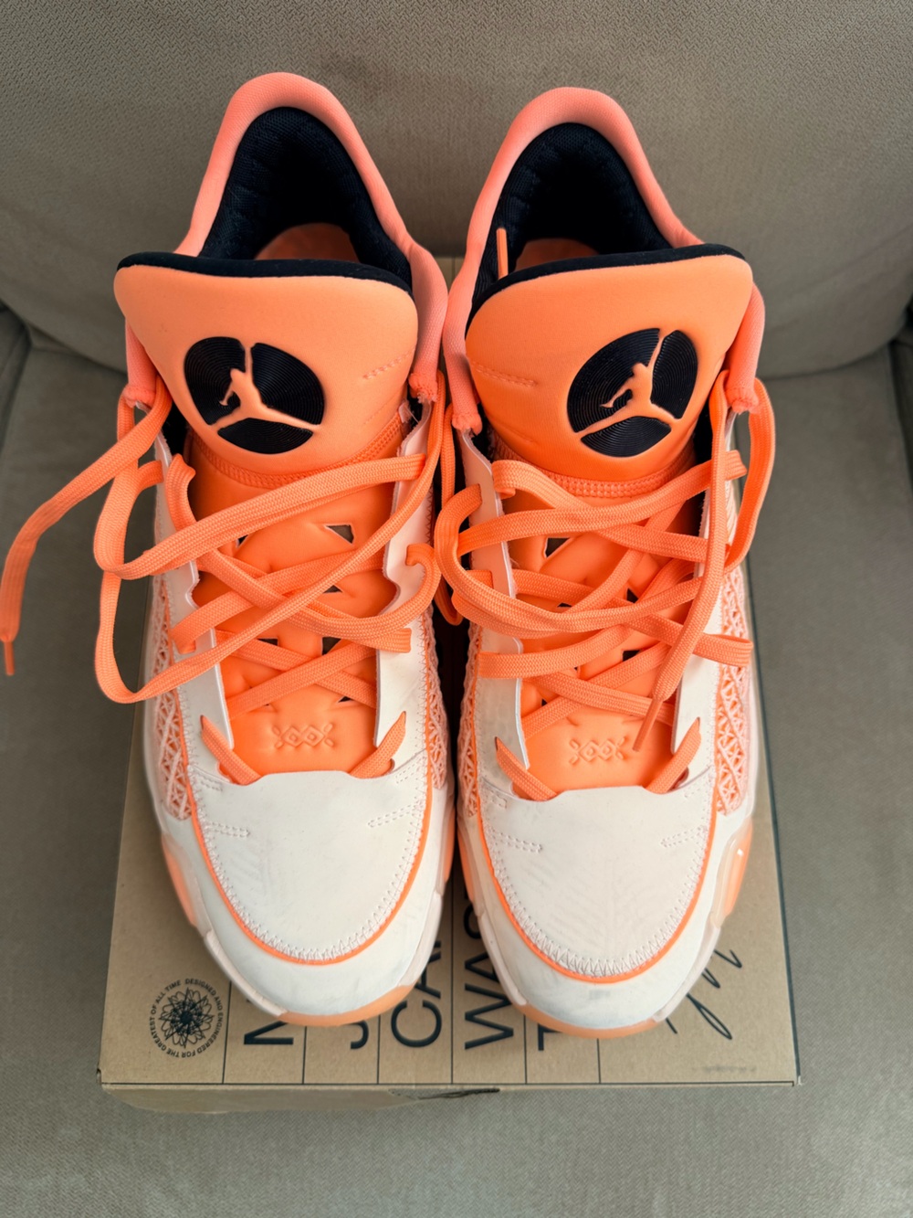 Jordan Men’s Sneakers - Bright Orange and White
